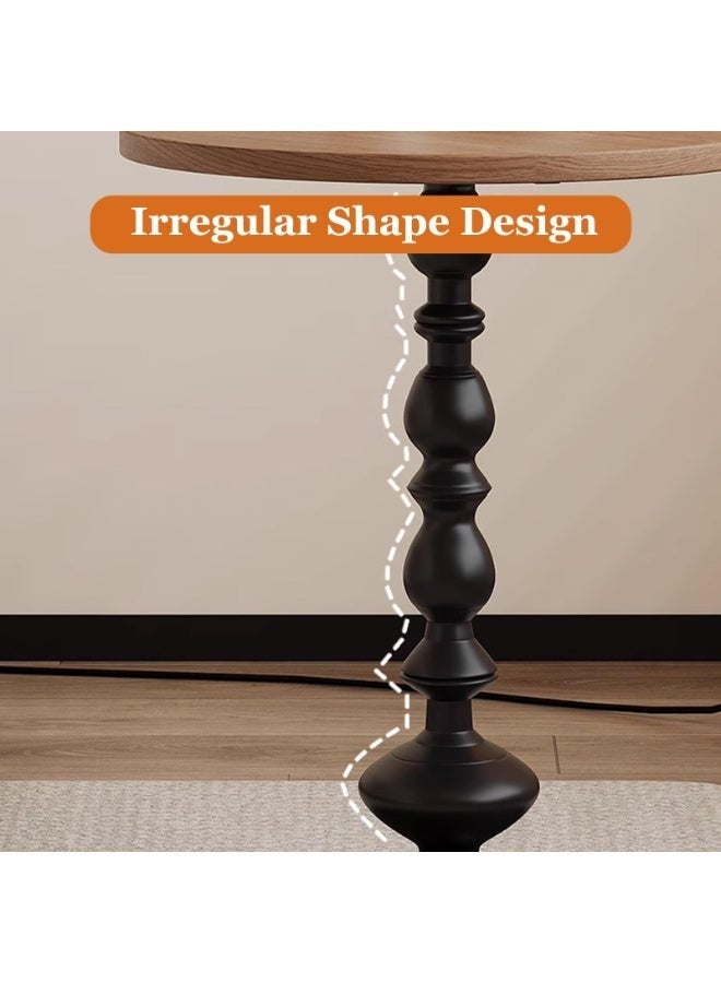 WALALLA Round End Table Living Room, Vintage Side Table, Farmhouse Pedestal Table Sofa Tray Table Industrial Circle Sofa Corners Table Modern Cocktail Table Nightstand, Retro Wood Accent Tables for  Living Room Bedroom  Patio Dorm Apartment Black - Image 4